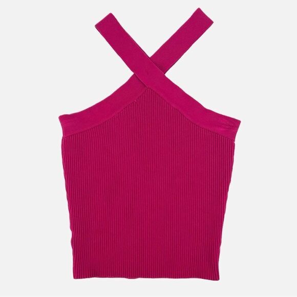 House Of Harlow 1960 Magenta Pink Ribbed Criss Cross Tank Large - Picture 4 of 6